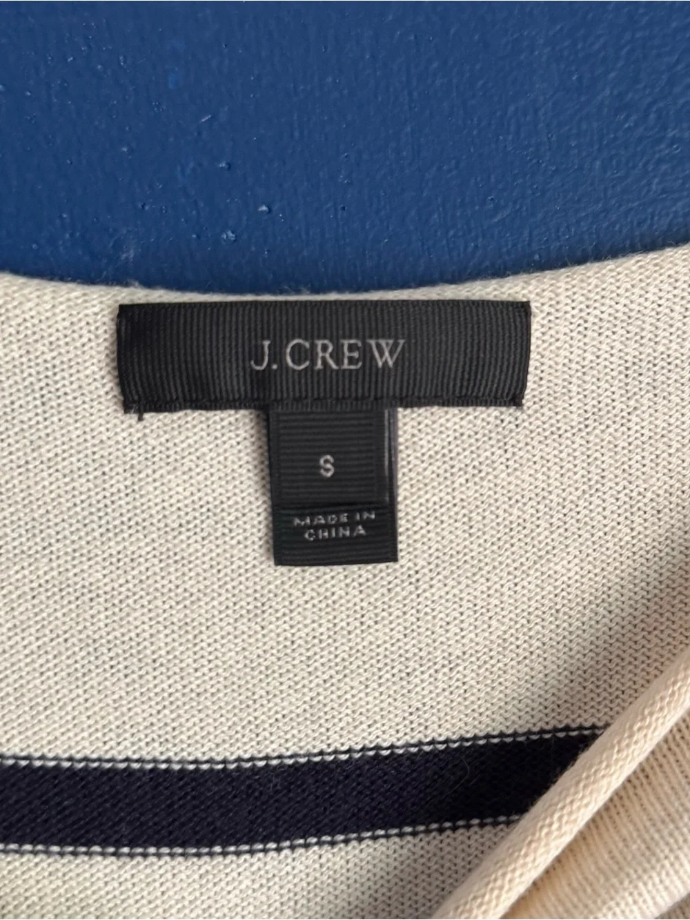 J. Crew Striped Boatneck Long Sleeve Top in Cream and Navy Ombre